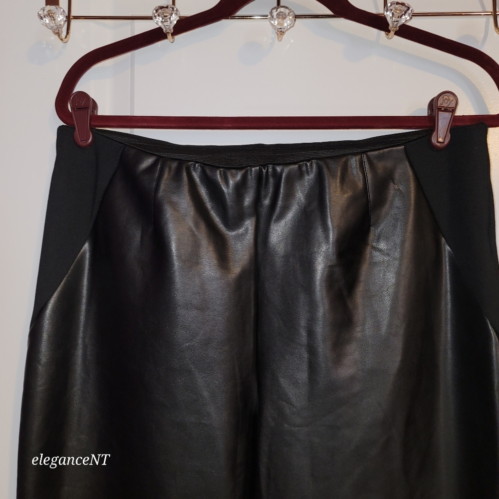 Ellen Tracy Black Faux Leather Leggings Sz: L - Picture 6 of 9